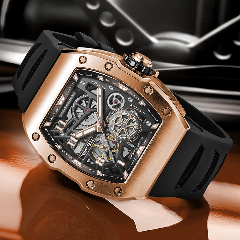 JINLERY Automatic Skeleton Mechanical Watch J8905