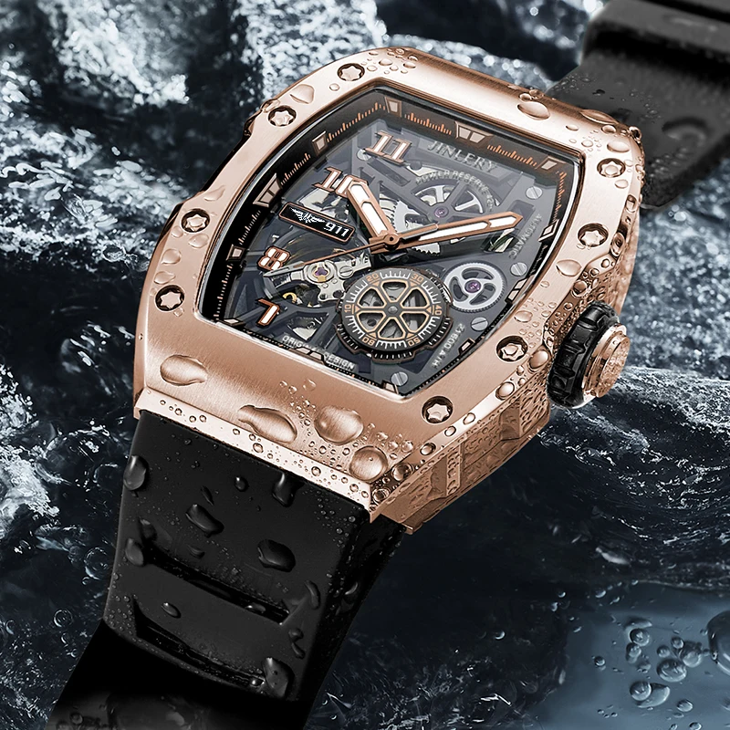 JINLERY Automatic Skeleton Mechanical Watch J8905