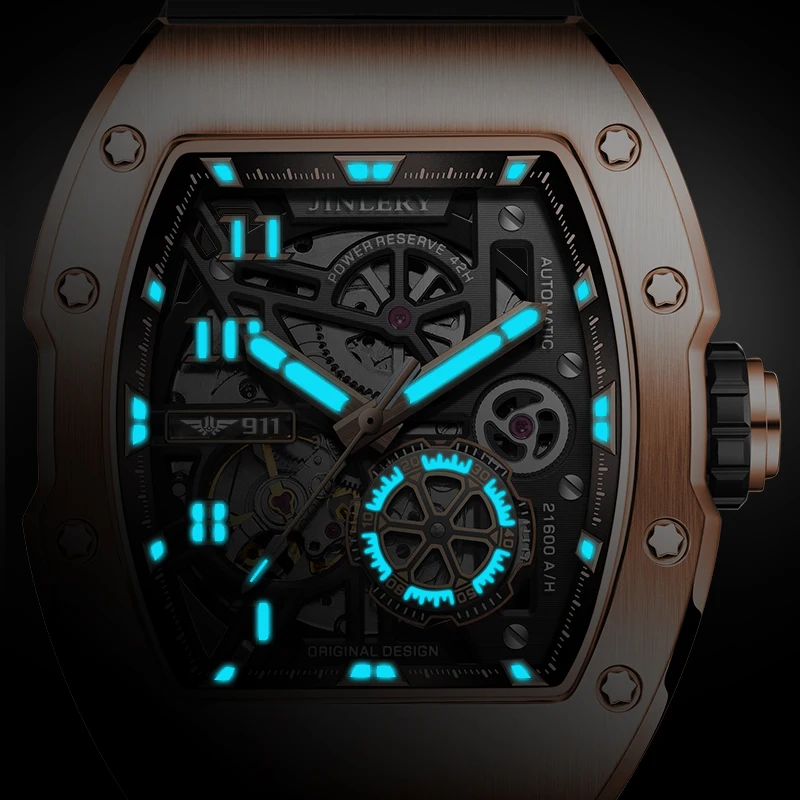 JINLERY Automatic Skeleton Mechanical Watch J8905
