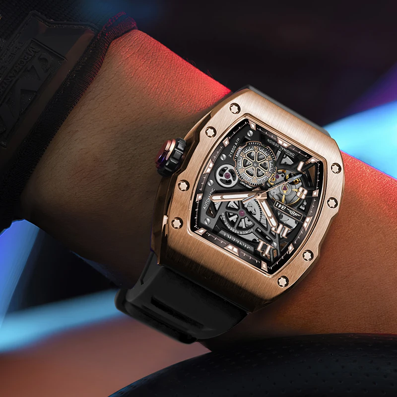 JINLERY Automatic Skeleton Mechanical Watch J8905