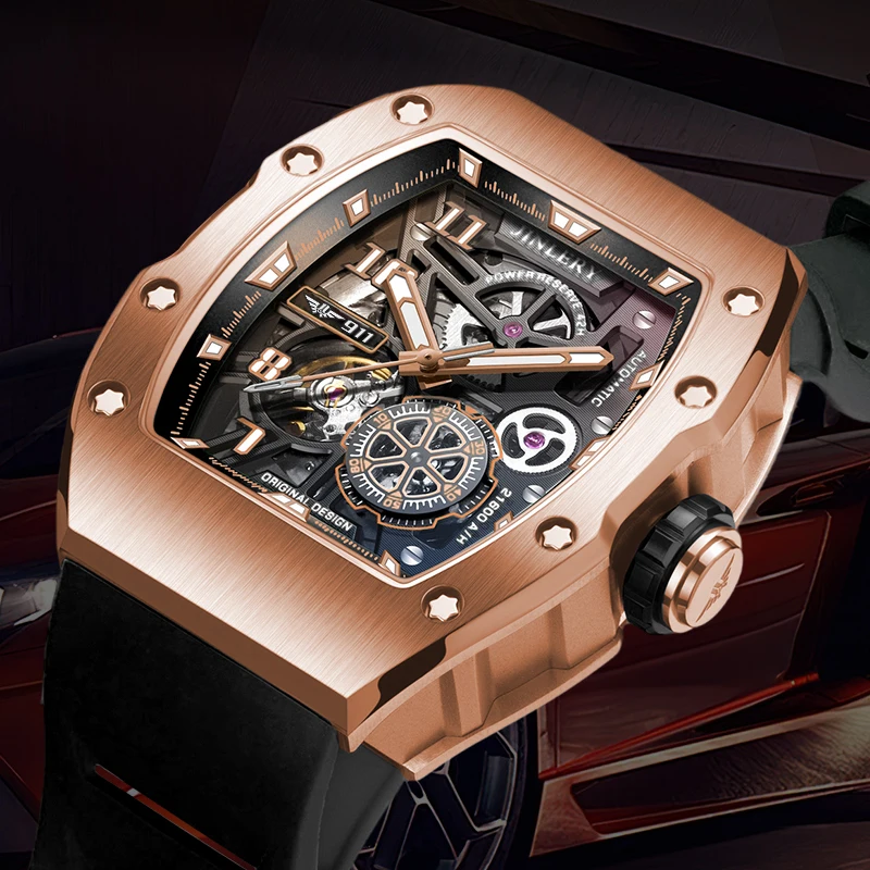 JINLERY Automatic Skeleton Mechanical Watch J8905