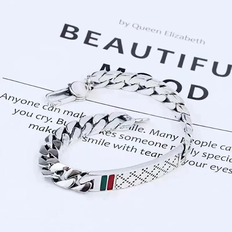 S925 Sterling Silver Retro Mens Bracelet