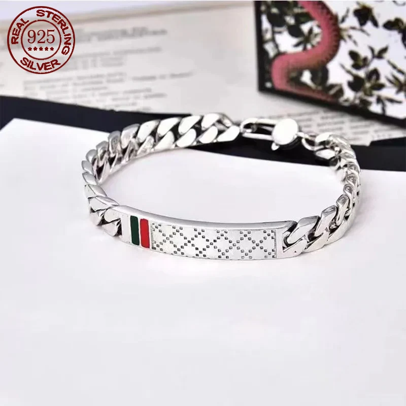 S925 Sterling Silver Retro Mens Bracelet