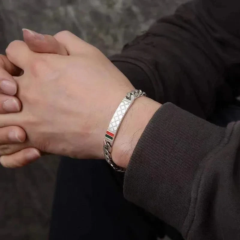 S925 Sterling Silver Retro Mens Bracelet