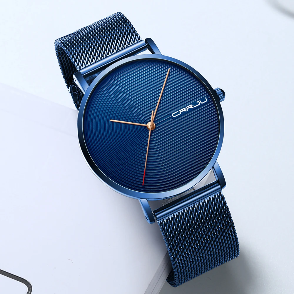 CRRJU Men's Ultra-Thin Mesh Strap Watch