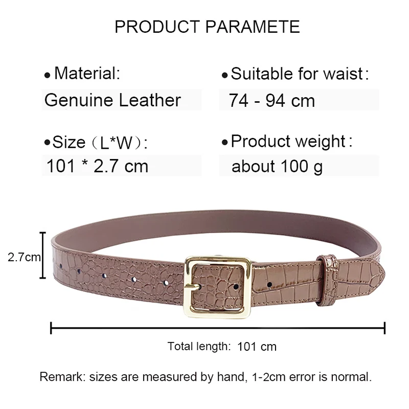 Ladies Crocodile Pattern Genuine Leather Belts