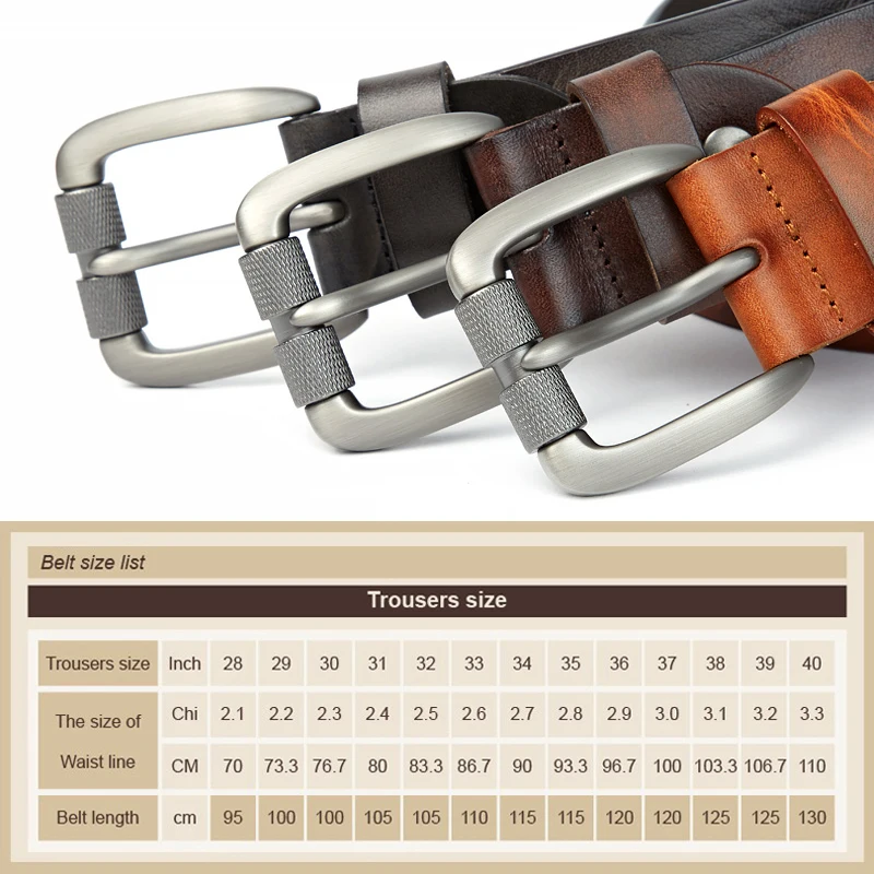 Mens Leather Belts for Men Vintage Pin Buckle