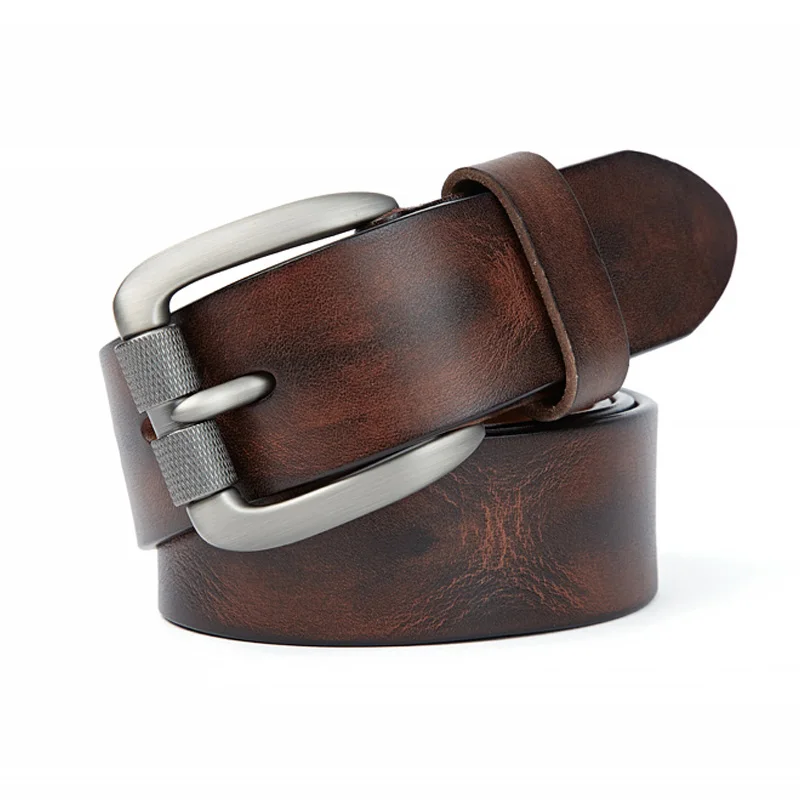 Mens Leather Belts for Men Vintage Pin Buckle