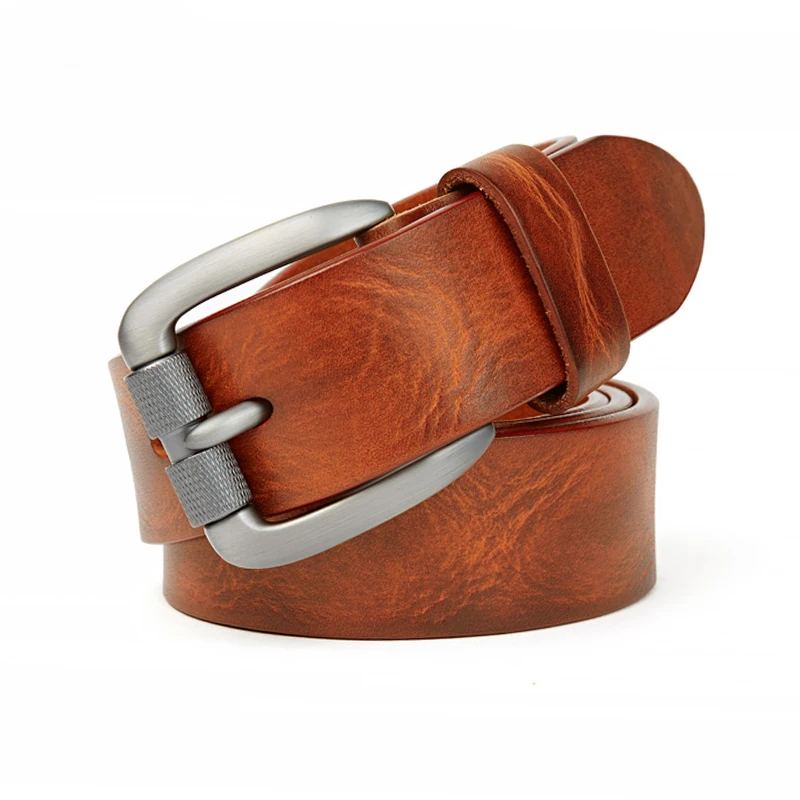 Mens Leather Belts for Men Vintage Pin Buckle