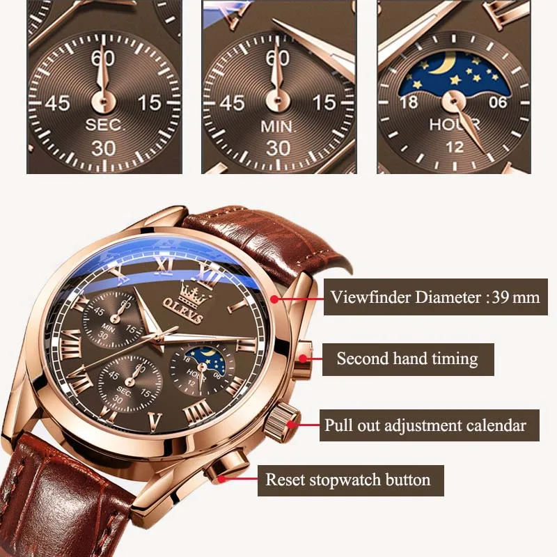 OLEVS Mens Watch Multi-Function Quartz Watch