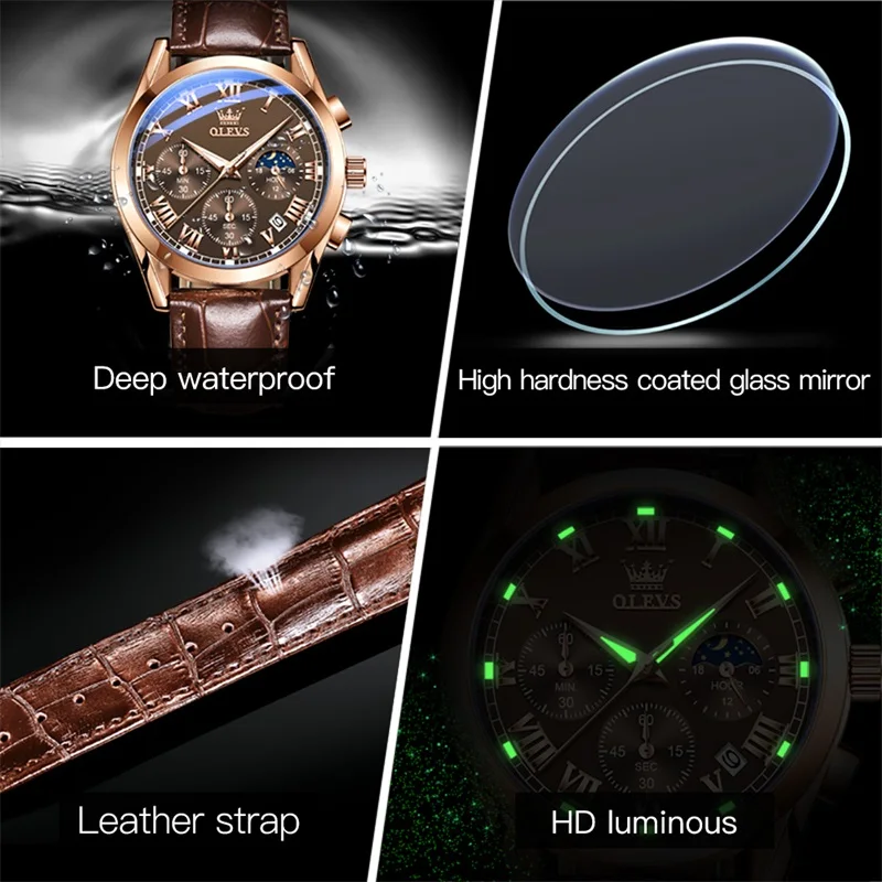 OLEVS Mens Watch Multi-Function Quartz Watch