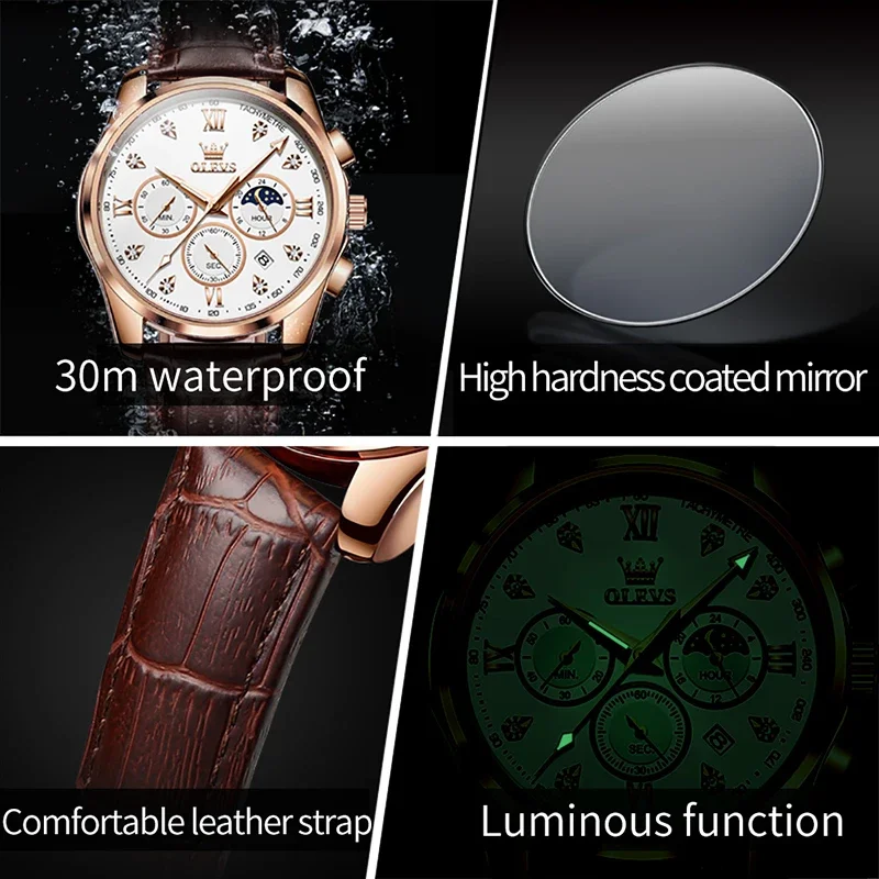 OLEVS Sport Multifunction Watch with Moonphase