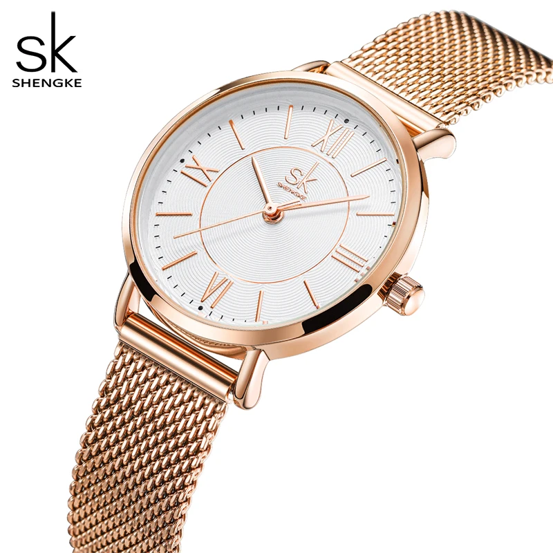 Womens Stainless Steel Mesh Rose Gold Watch