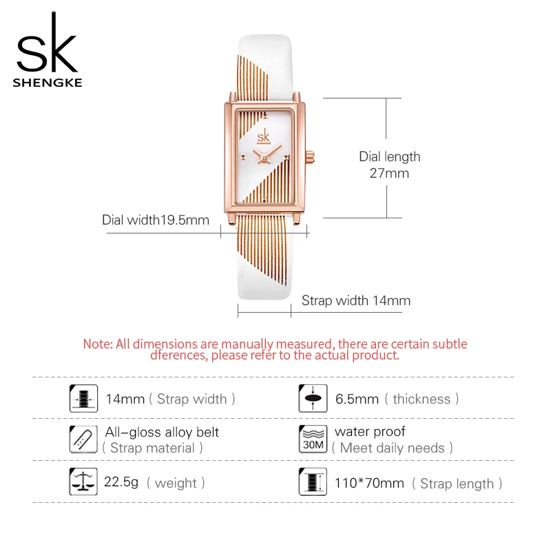 Shengke Rectangle Womens Designer Watch