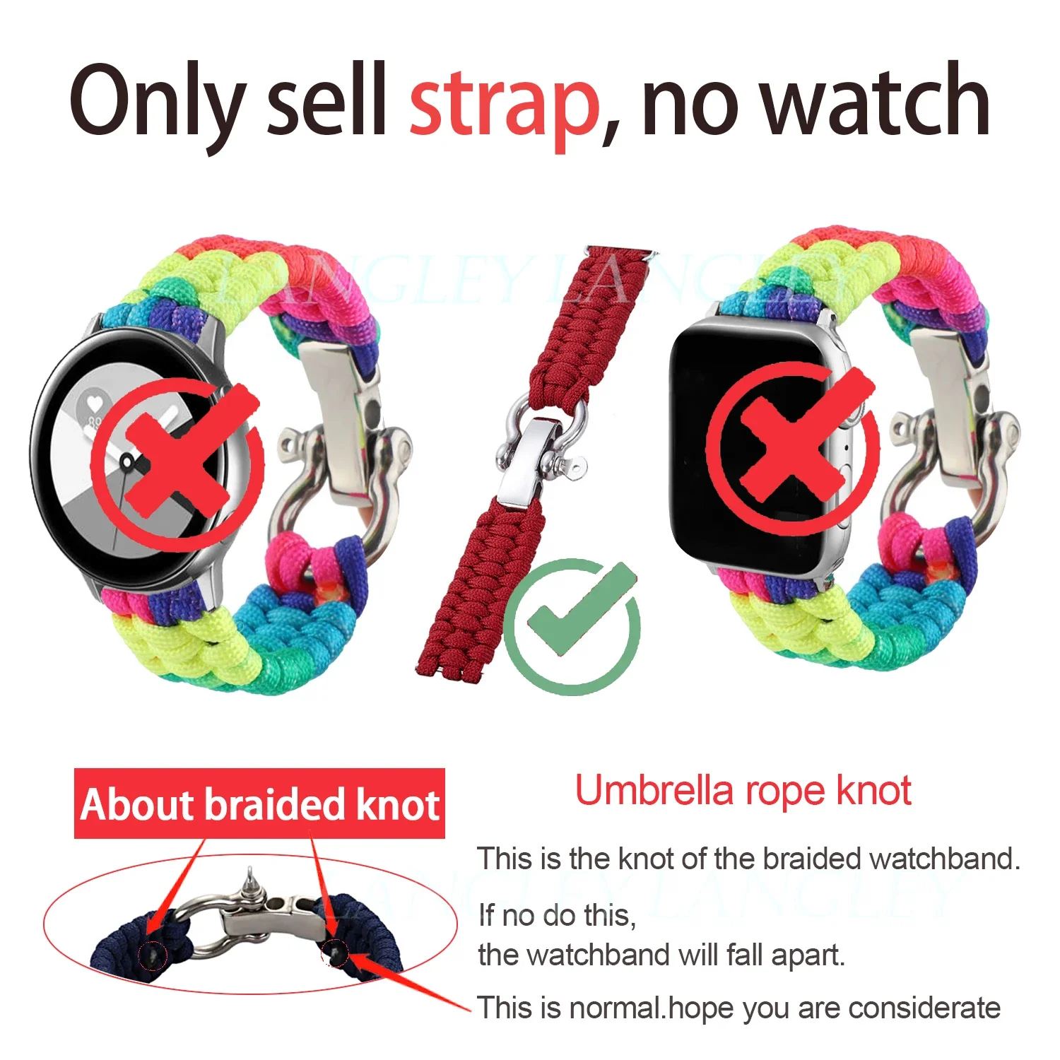Paracord Band Compatible with Apple Watch