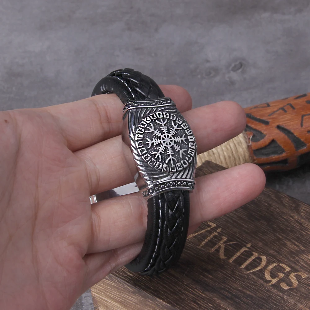 Stainless Steel Viking Vegvisir Compass Bracelet