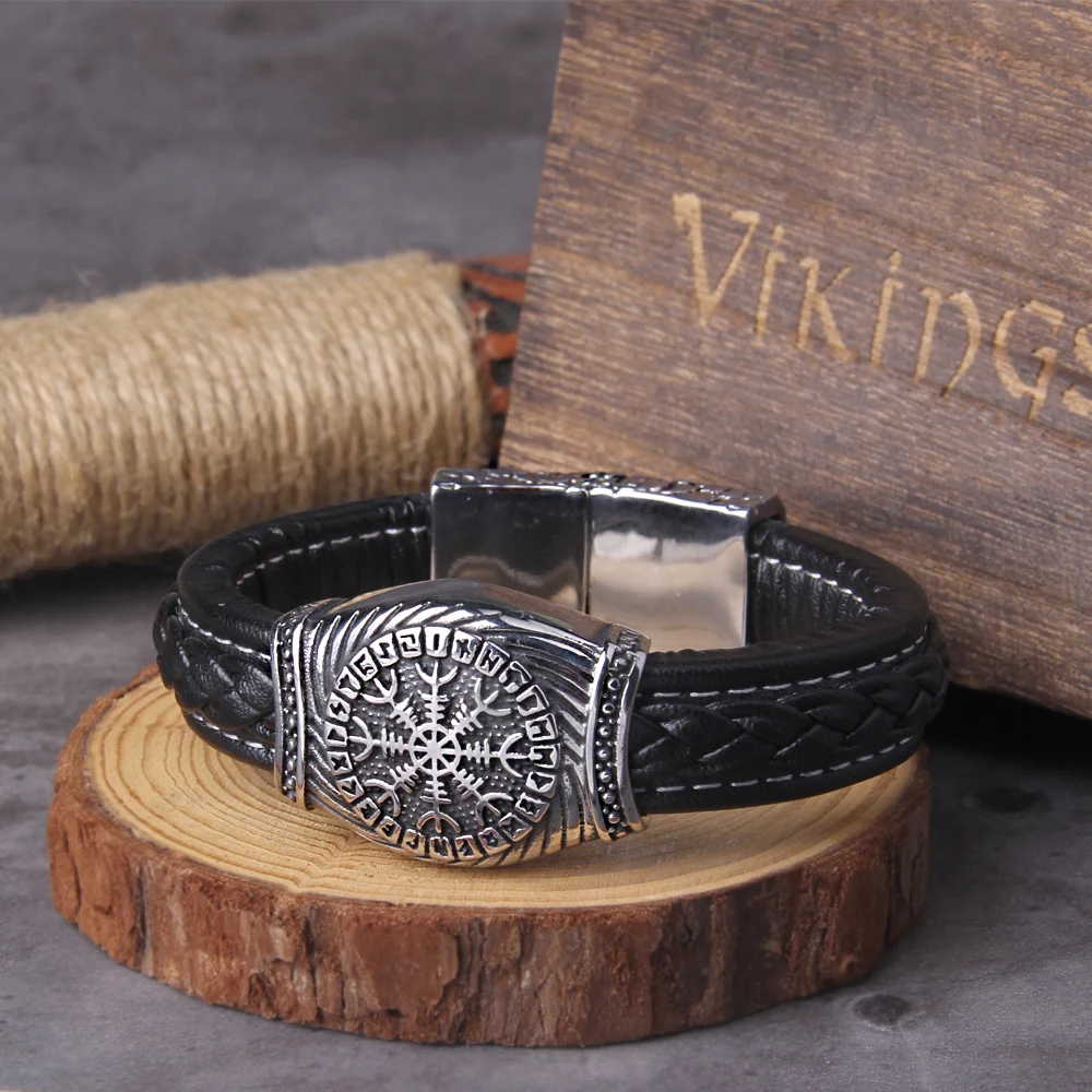 Stainless Steel Viking Vegvisir Compass Bracelet