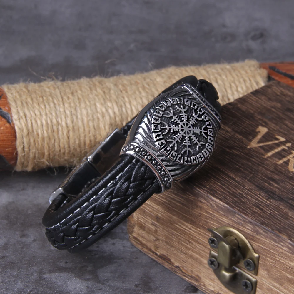 Stainless Steel Viking Vegvisir Compass Bracelet