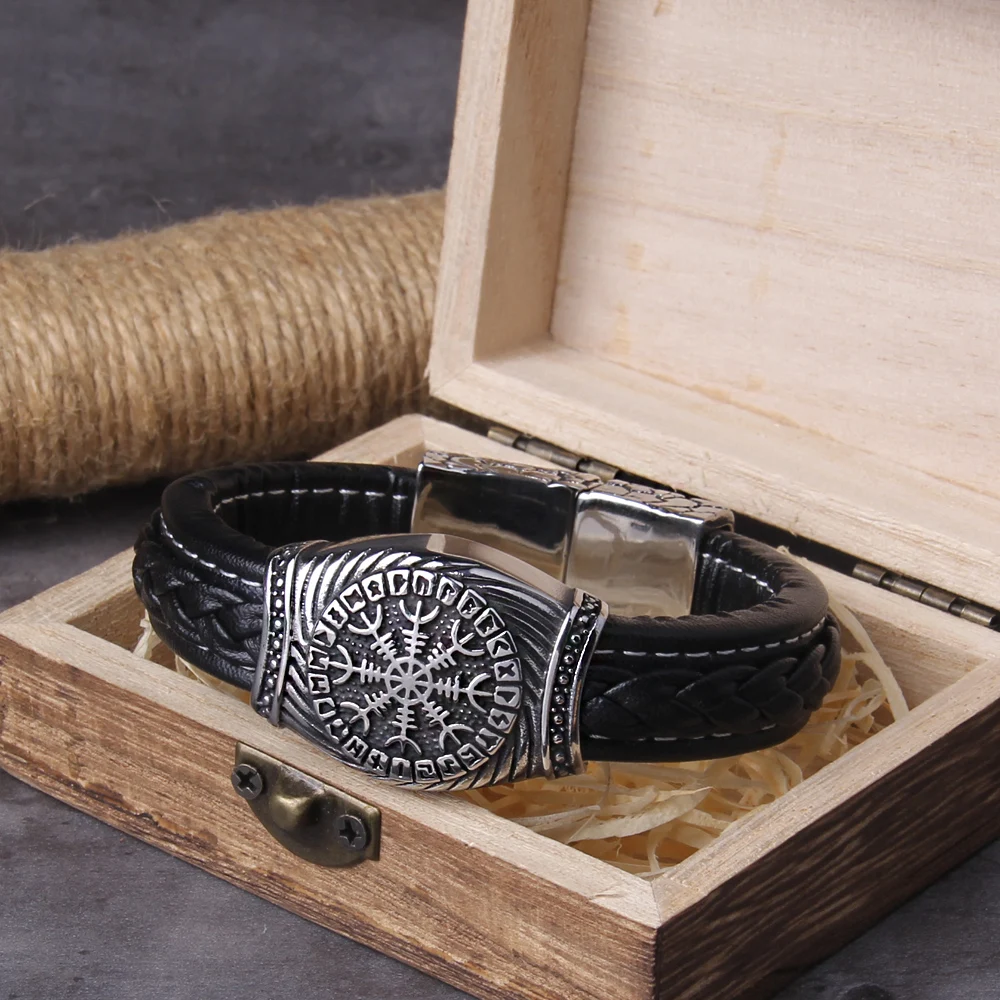 Stainless Steel Viking Vegvisir Compass Bracelet