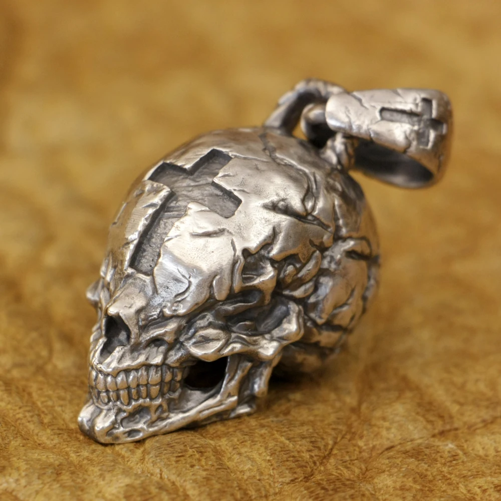 Sterling Silver Huge Venom Cross Skull Pendant