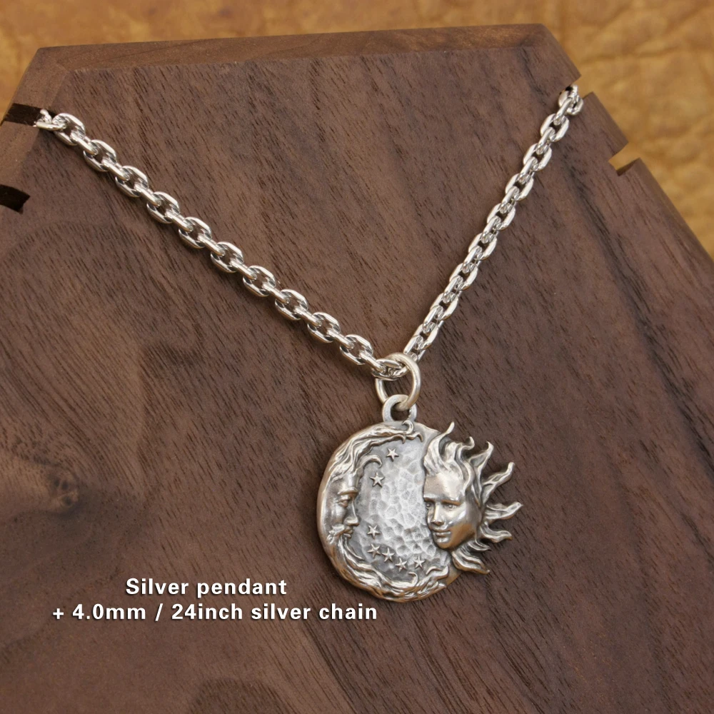 Sterling Silver Sun and Moon Lovers Pendant