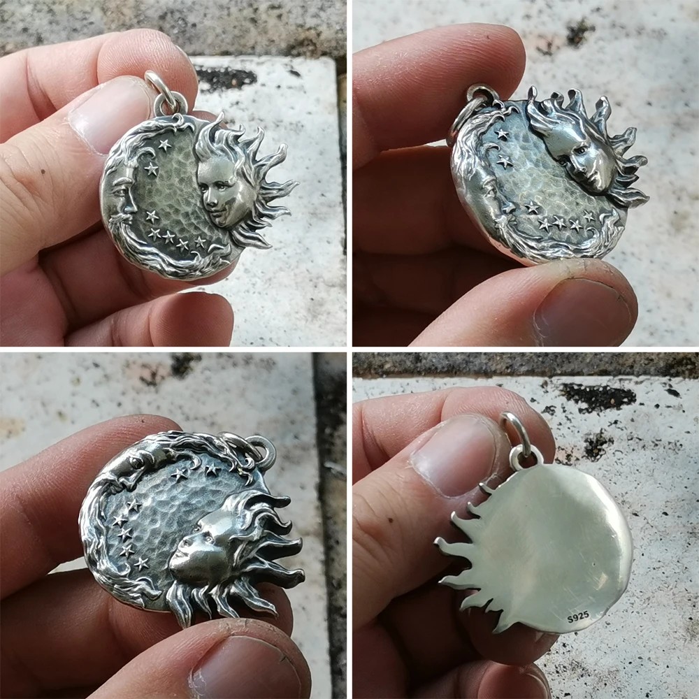 Sterling Silver Sun and Moon Lovers Pendant