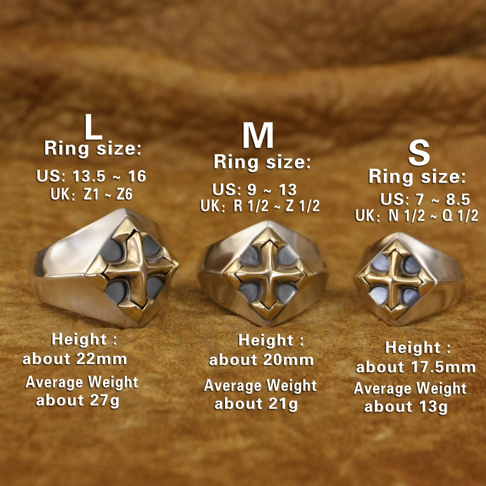 Brass Inlay Cross 925 Sterling Silver Ring