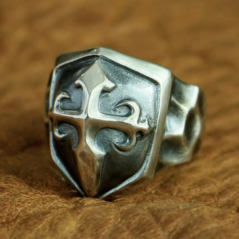 Sterling Silver Handmade Shield Cross Ring