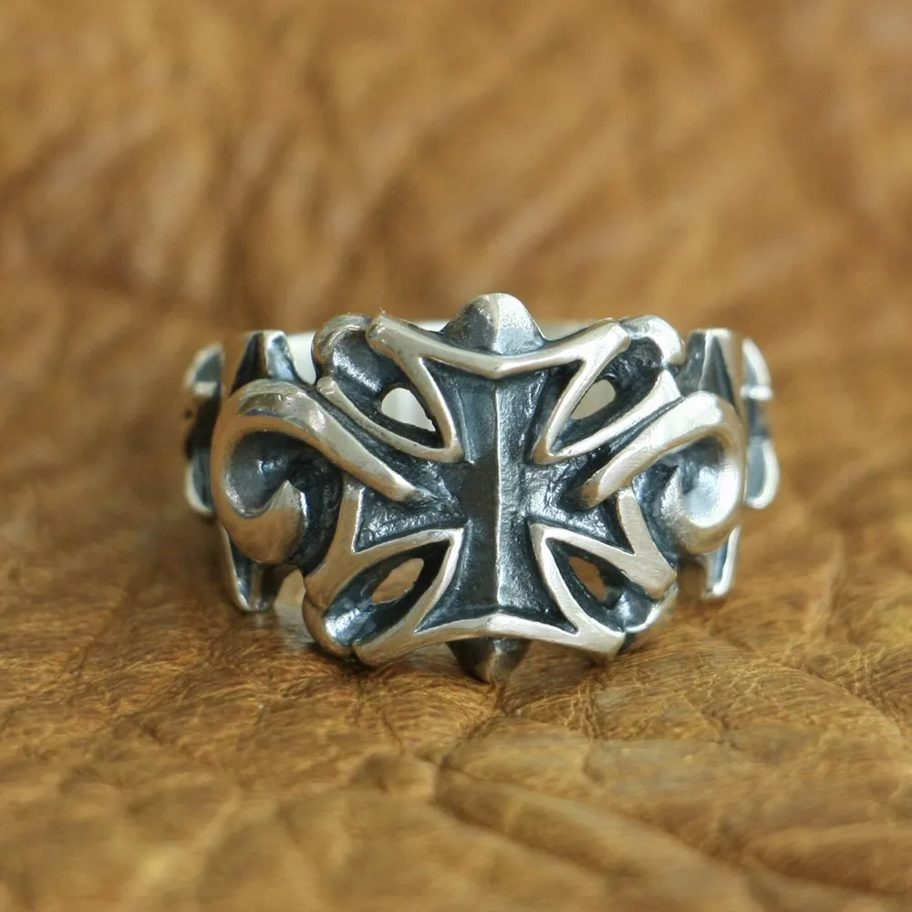925 Sterling Silver Star Cross Ring