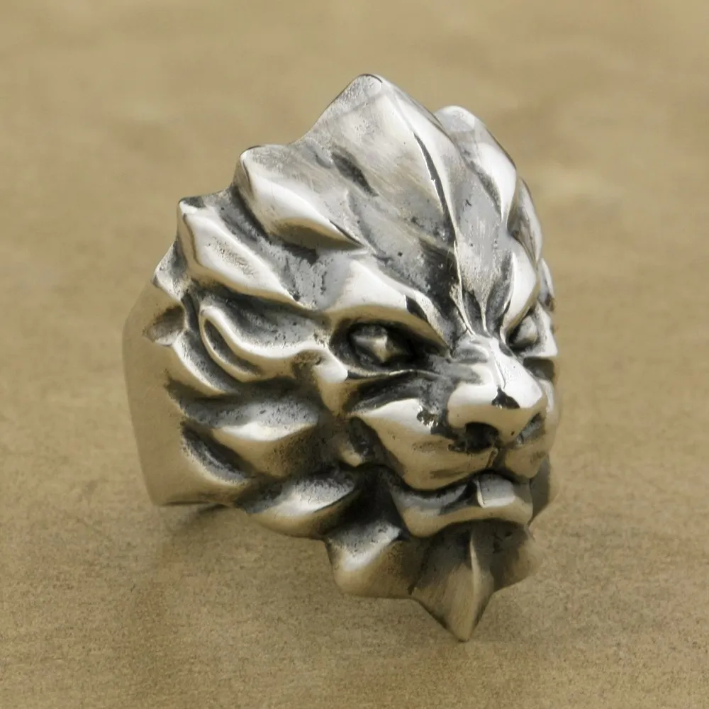 Heavy 925 Sterling Silver King Lion Ring