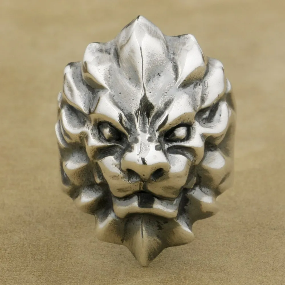 Heavy 925 Sterling Silver King Lion Ring