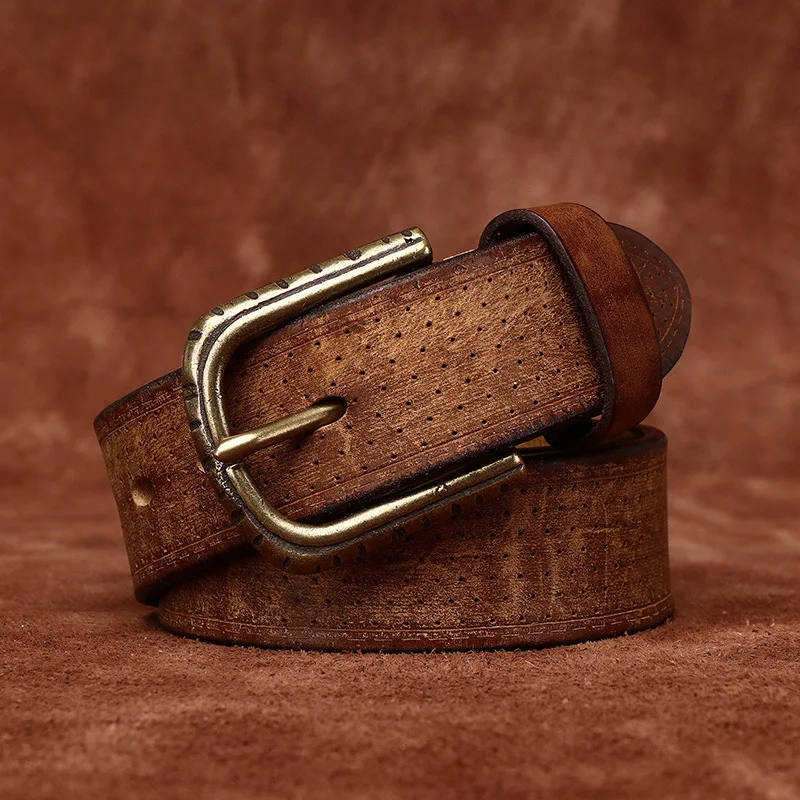 3.8CM High-Quality Cowhide Genuine Leather Belt