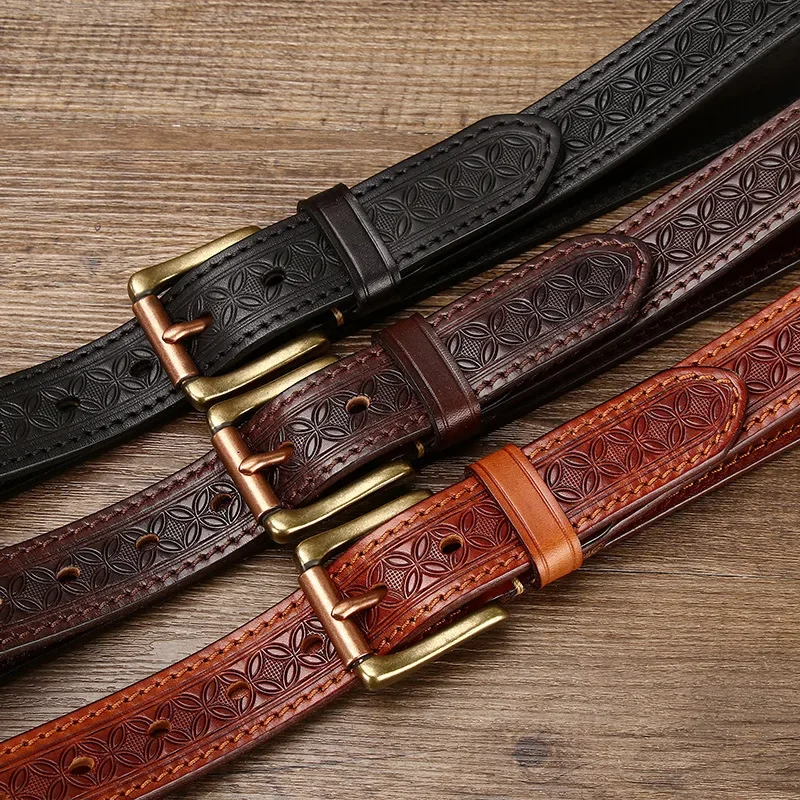 High-Quality Genuine Leather Engrosar Belt for Men