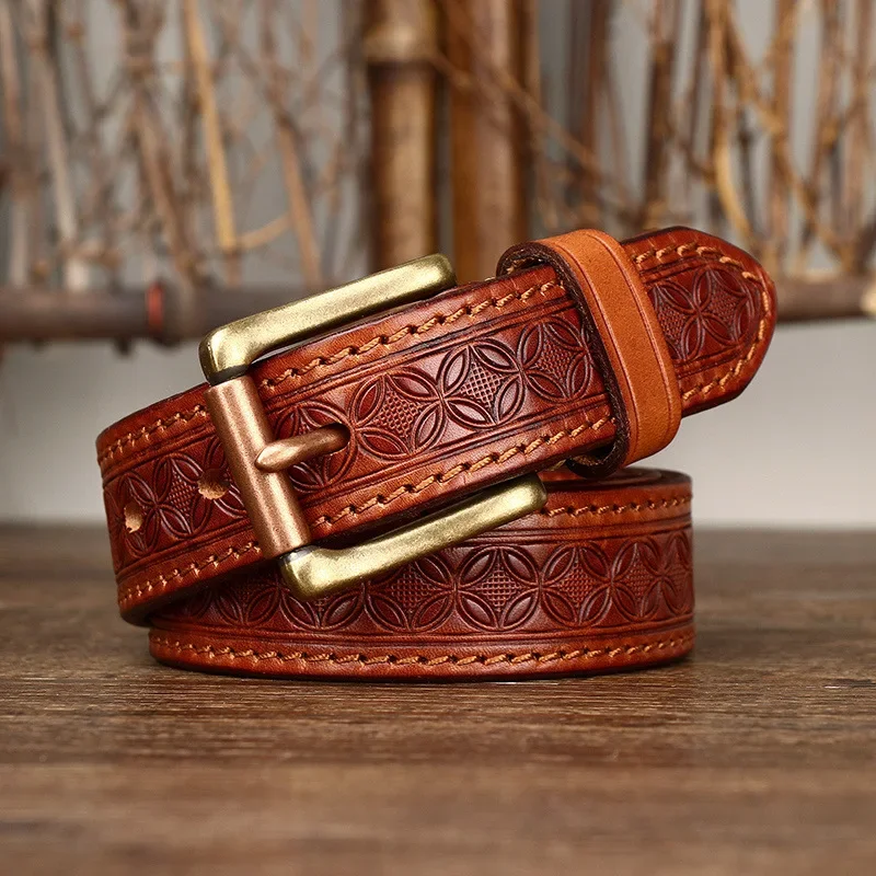 High-Quality Genuine Leather Engrosar Belt for Men