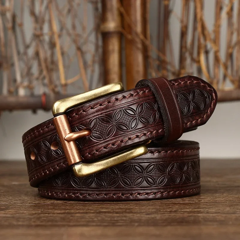 High-Quality Genuine Leather Engrosar Belt for Men