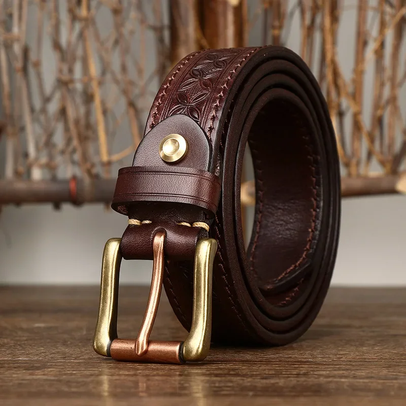 High-Quality Genuine Leather Engrosar Belt for Men