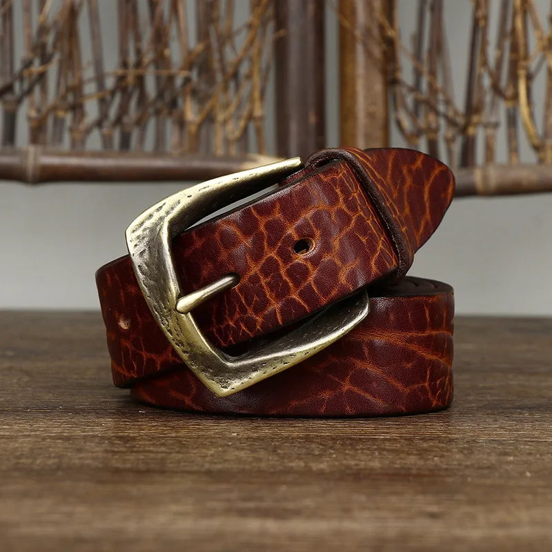 Luxury Copper Buckle Vintage Cowskin Strap
