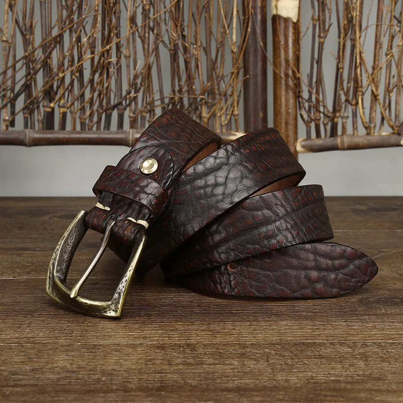 Luxury Copper Buckle Vintage Cowskin Strap