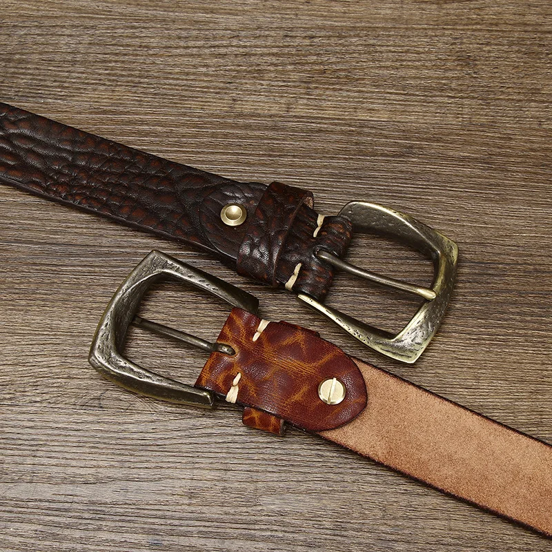 Luxury Copper Buckle Vintage Cowskin Strap