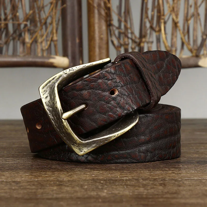 Luxury Copper Buckle Vintage Cowskin Strap