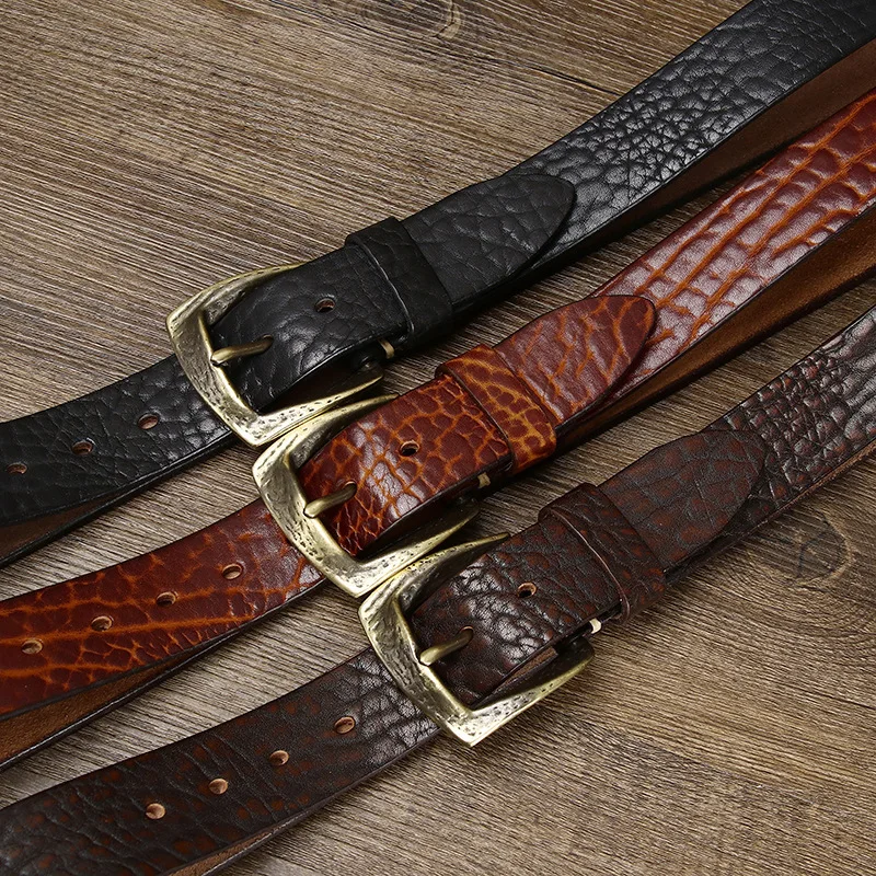 Luxury Copper Buckle Vintage Cowskin Strap