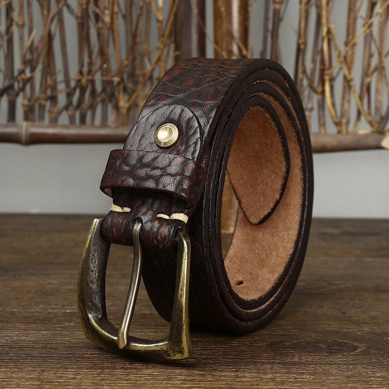 Luxury Copper Buckle Vintage Cowskin Strap