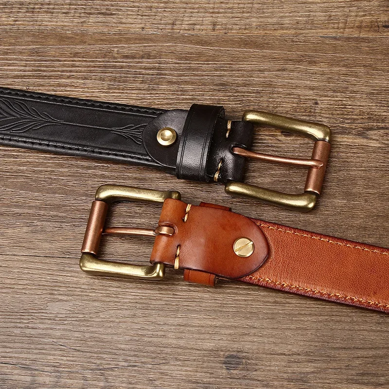 Vintage Embossed 3.8CM Cowhide Belts