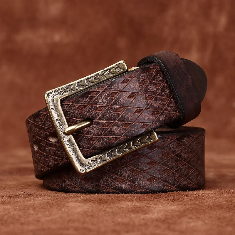 Square Buckle Diamond Pattern Casual Belts