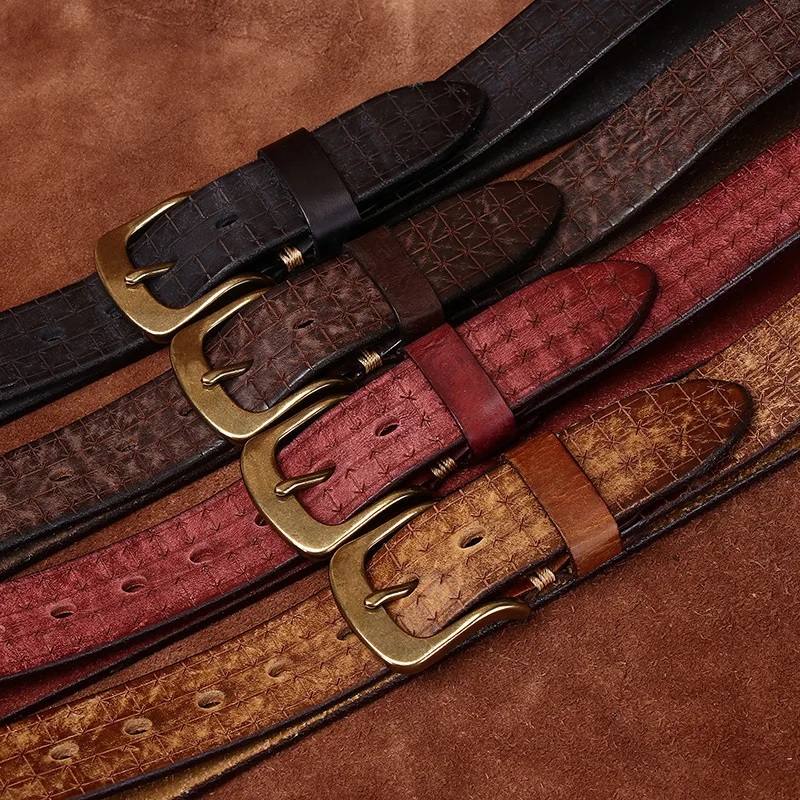 Brass Buckle Belts Retro Jeans Waistband