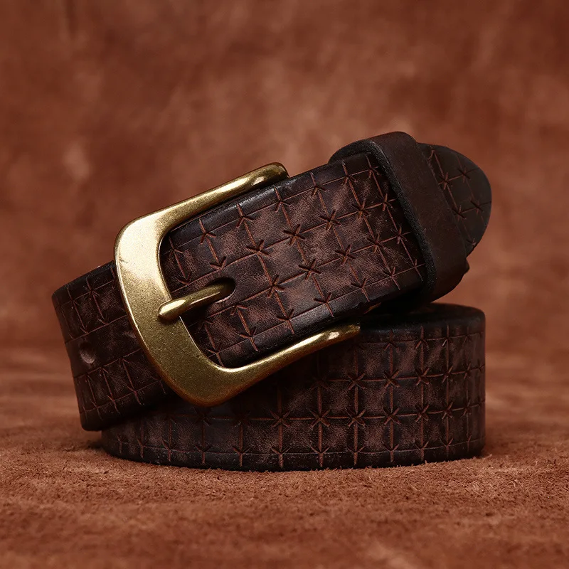 Brass Buckle Belts Retro Jeans Waistband