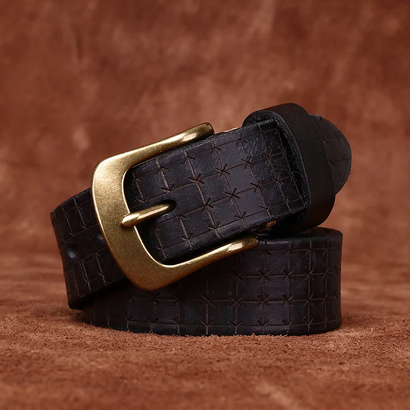 Brass Buckle Belts Retro Jeans Waistband