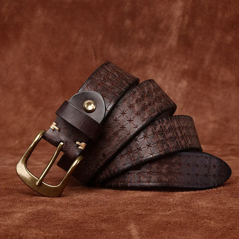 Brass Buckle Belts Retro Jeans Waistband