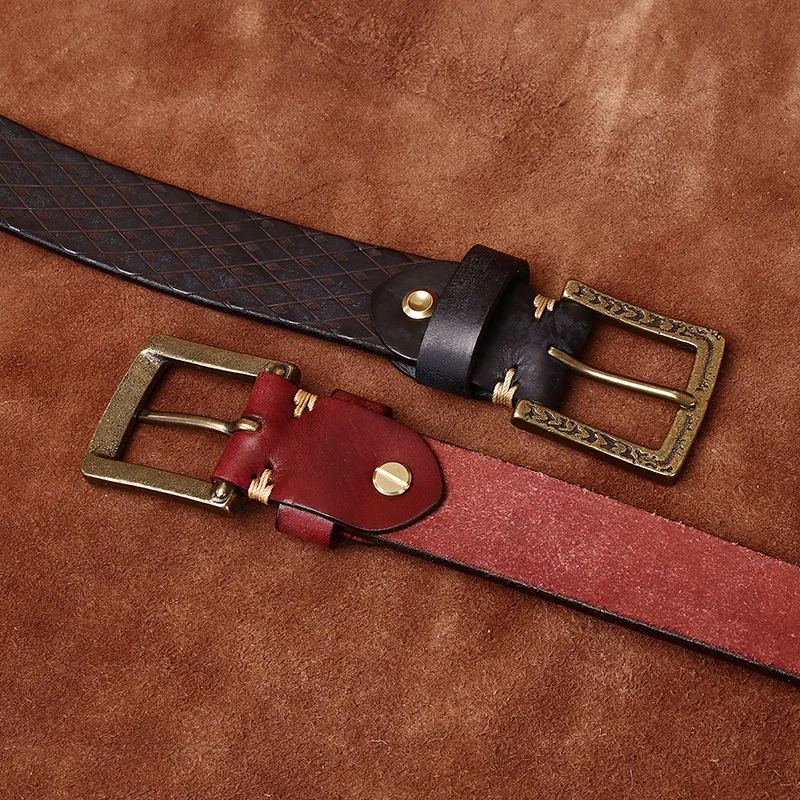 Diamond Pattern Italian Cowhide Mens Belt