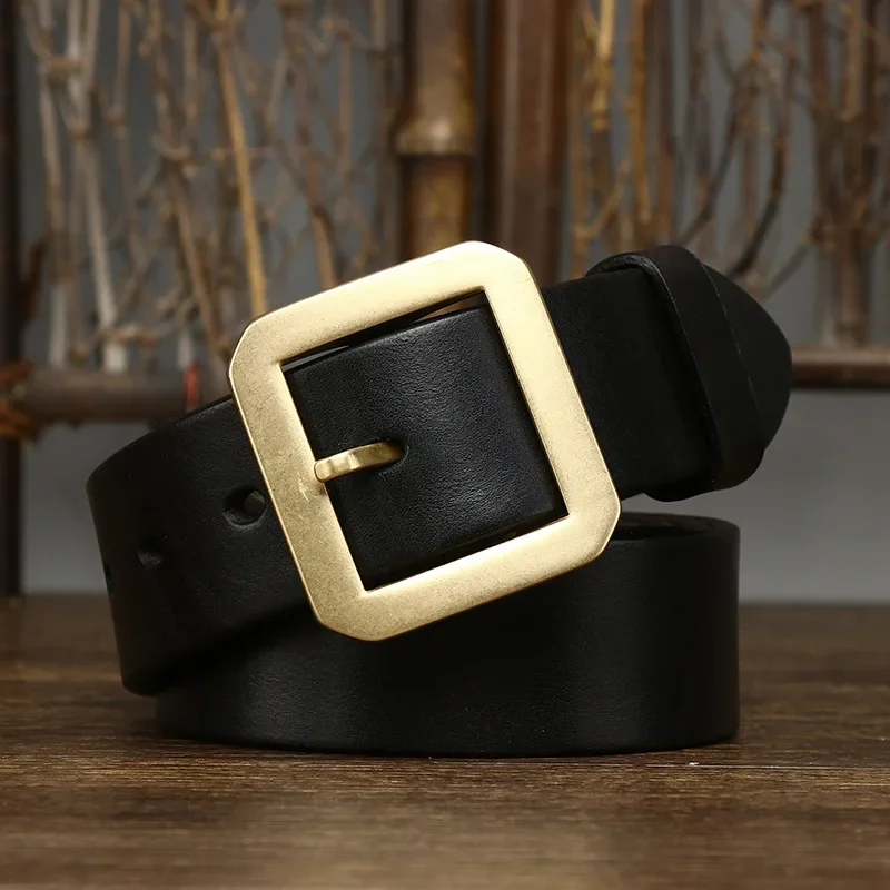 Square Copper Brass Buckle Jeans Belts